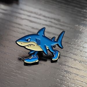 Blue Shark With Legs Enamel Pin